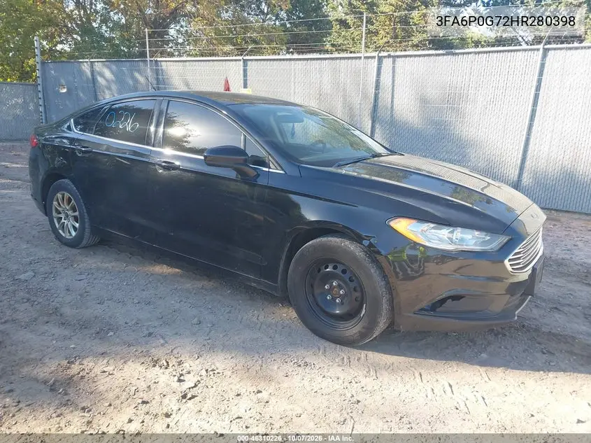 FORD FUSION 2017, VIN 3FA6P0G72HR280398
