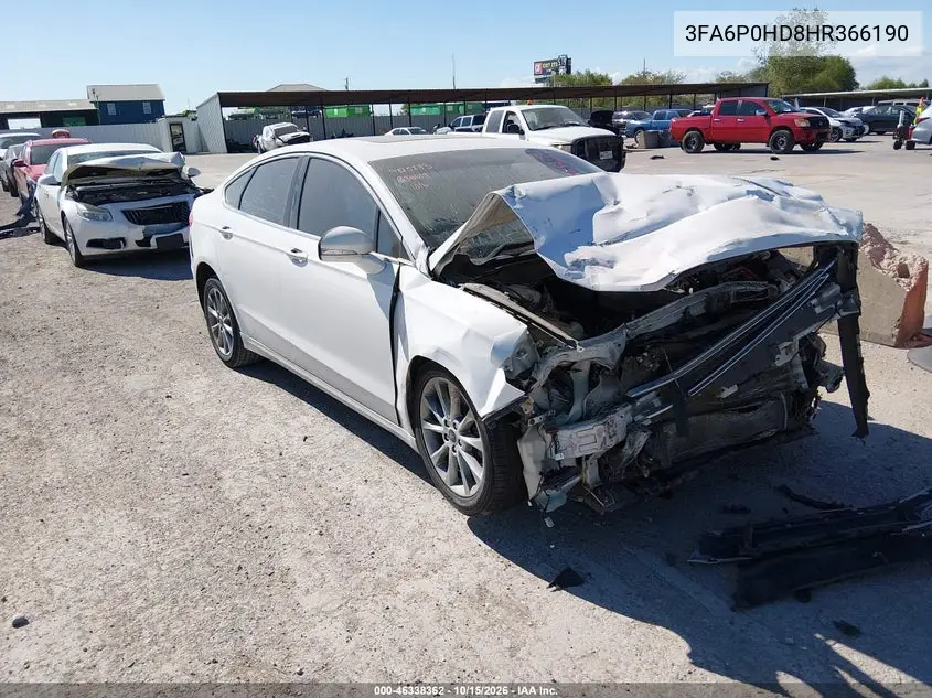 FORD FUSION 2017, VIN 3FA6P0HD8HR366190