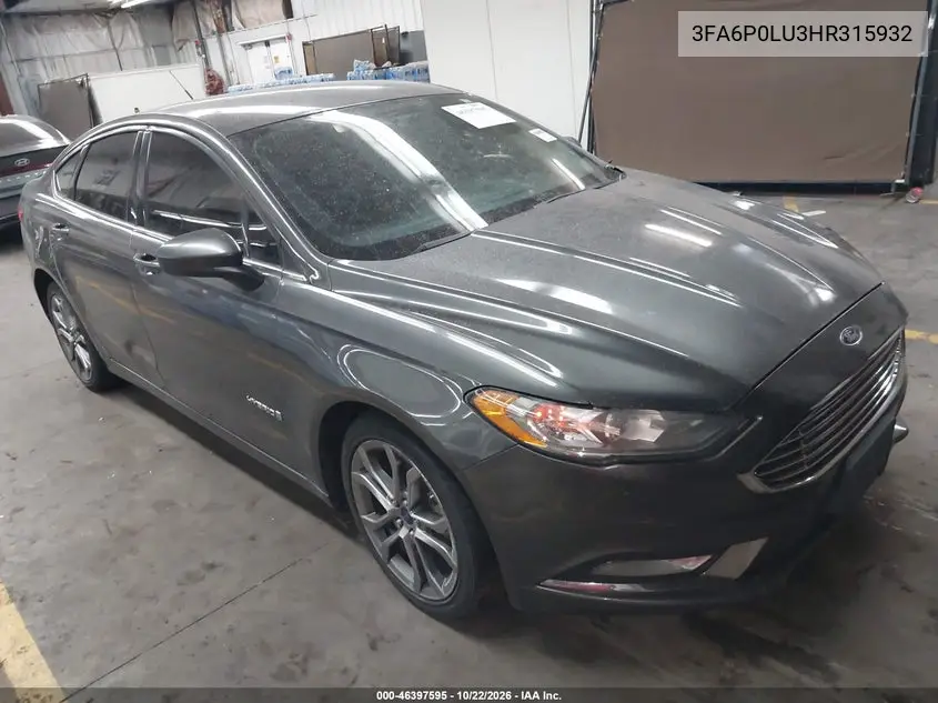 FORD FUSION 2017, VIN 3FA6P0LU3HR315932