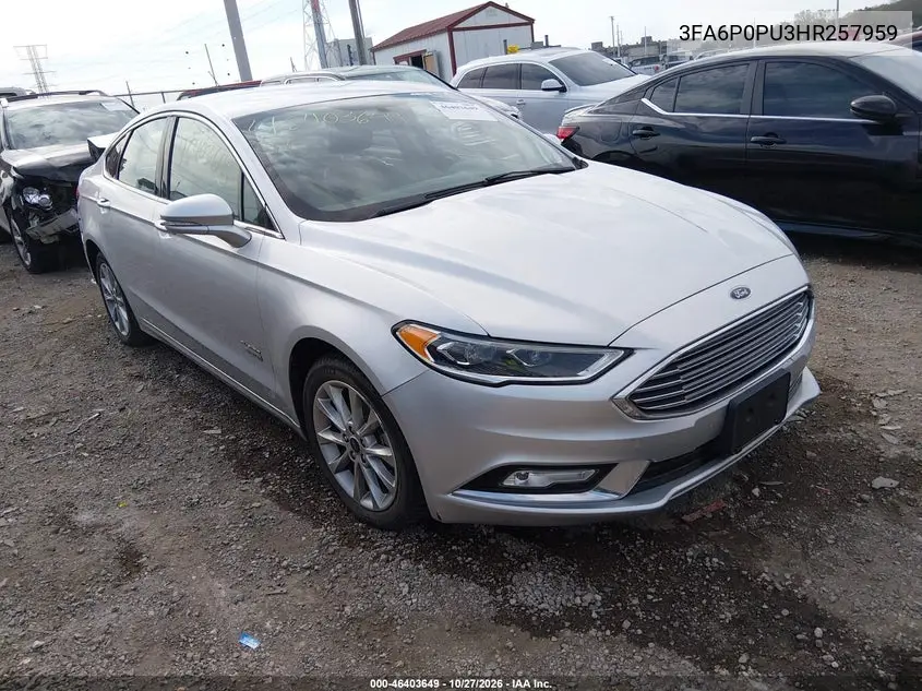 FORD FUSION 2017, VIN 3FA6P0PU3HR257959