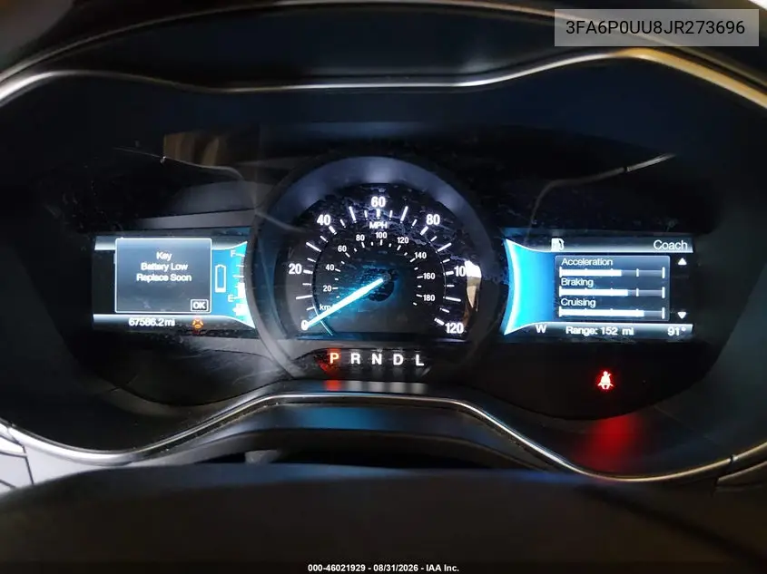 2018 FORD FUSION VIN 3FA6P0UU8JR273696 — фото 7