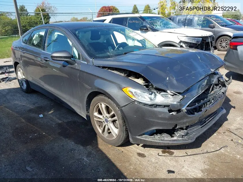 FORD FUSION 2018, VIN 3FA6P0HD8JR252292