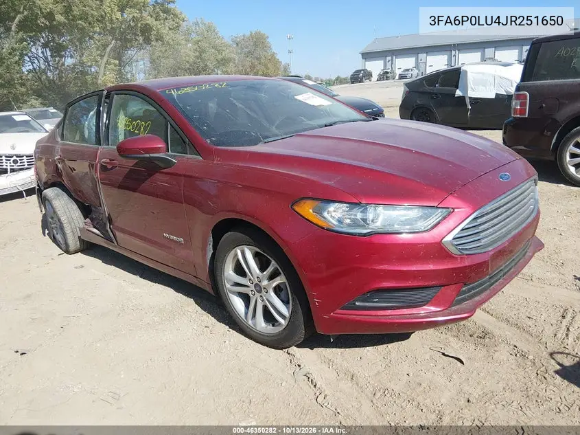 FORD FUSION 2018, VIN 3FA6P0LU4JR251650