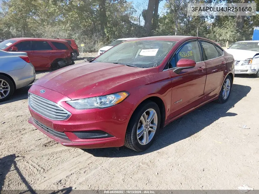 2018 FORD FUSION VIN 3FA6P0LU4JR251650 — фото 2