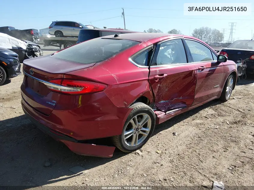 2018 FORD FUSION VIN 3FA6P0LU4JR251650 — фото 4