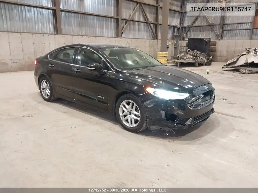 FORD FUSION 2019, VIN 3FA6P0RU9KR155747