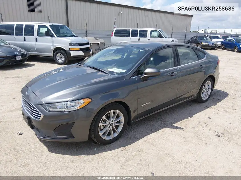 2019 FORD FUSION VIN 3FA6P0LU3KR258686 — фото 2