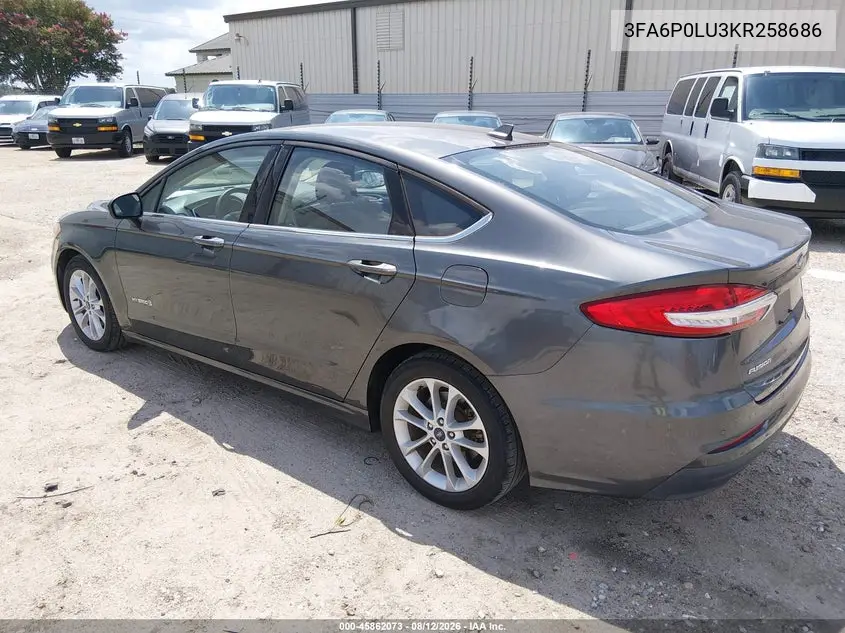 2019 FORD FUSION VIN 3FA6P0LU3KR258686 — фото 3