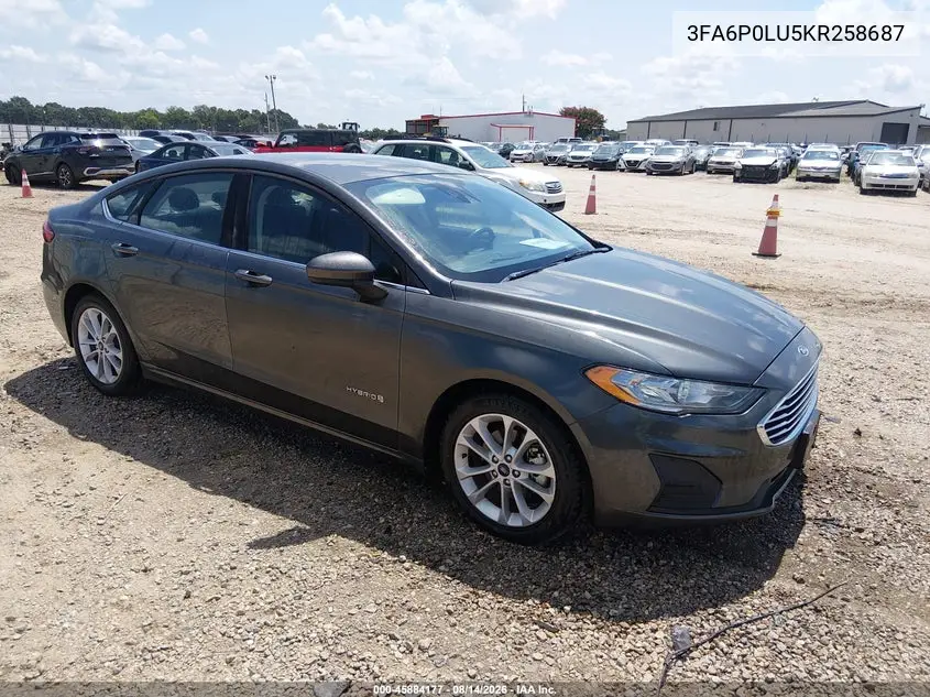 FORD FUSION 2019, VIN 3FA6P0LU5KR258687