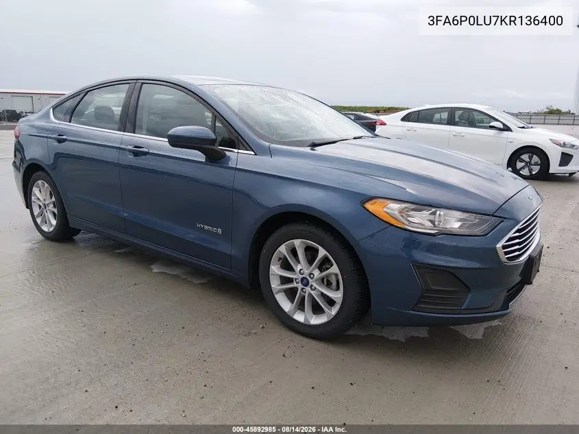 FORD FUSION 2019, VIN 3FA6P0LU7KR136400