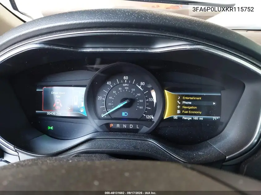 2019 FORD FUSION VIN 3FA6P0LUXKR115752 — фото 7