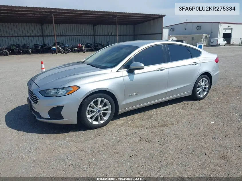 2019 FORD FUSION VIN 3FA6P0LU2KR275334 — фото 2
