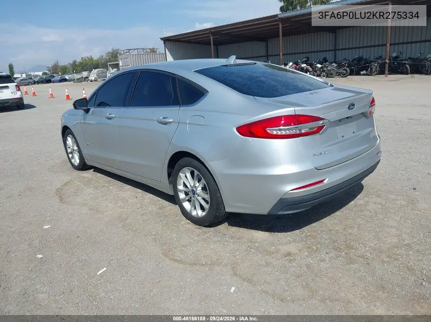 2019 FORD FUSION VIN 3FA6P0LU2KR275334 — фото 3