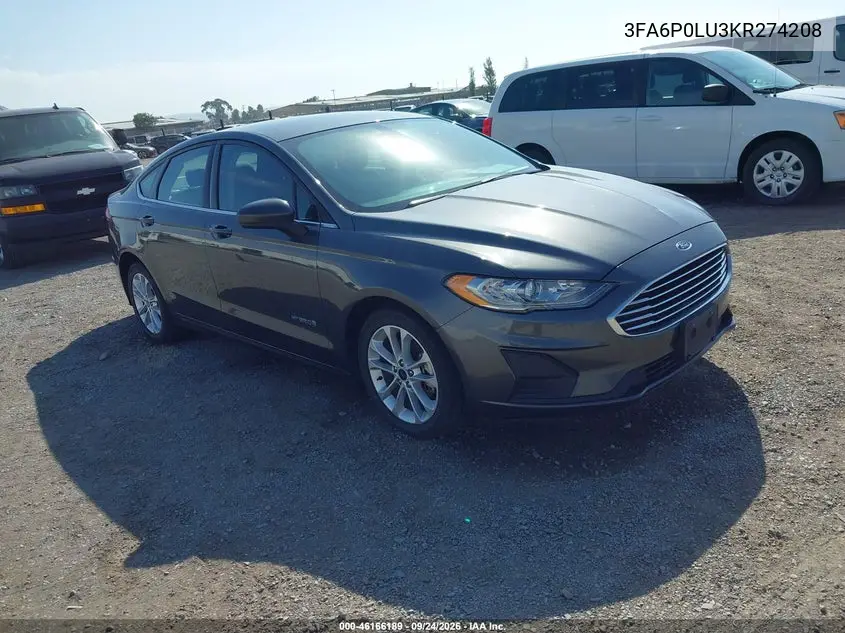 FORD FUSION 2019, VIN 3FA6P0LU3KR274208