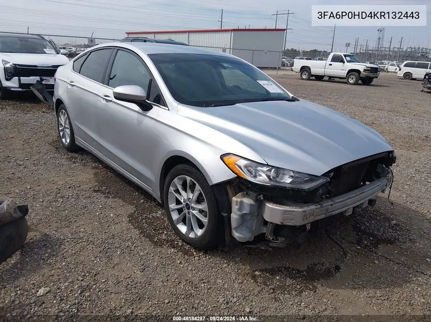FORD FUSION 2019, VIN 3FA6P0HD4KR132443