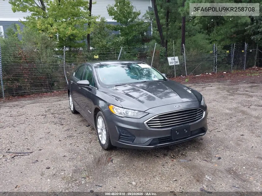 FORD FUSION 2019, VIN 3FA6P0LU9KR258708