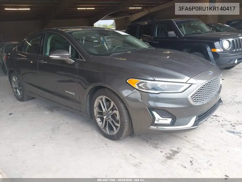 FORD FUSION 2019, VIN 3FA6P0RU1KR140417