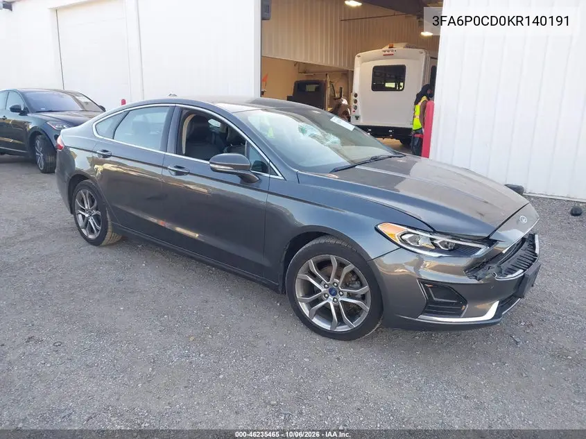 FORD FUSION 2019, VIN 3FA6P0CD0KR140191