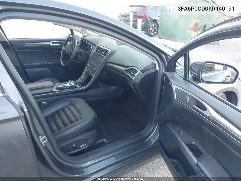 2019 FORD FUSION VIN 3FA6P0CD0KR140191 — фото 5