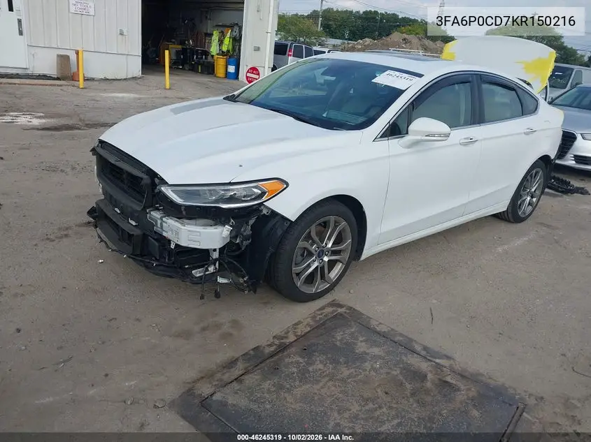 2019 FORD FUSION VIN 3FA6P0CD7KR150216 — фото 2