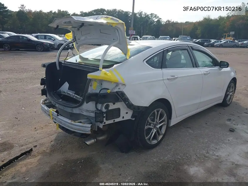 2019 FORD FUSION VIN 3FA6P0CD7KR150216 — фото 4