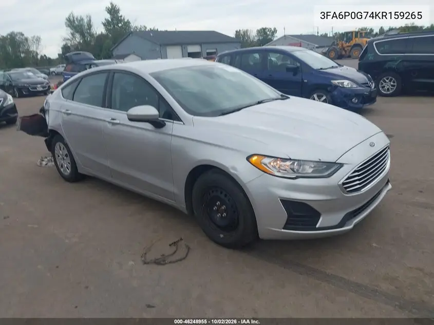 FORD FUSION 2019, VIN 3FA6P0G74KR159265