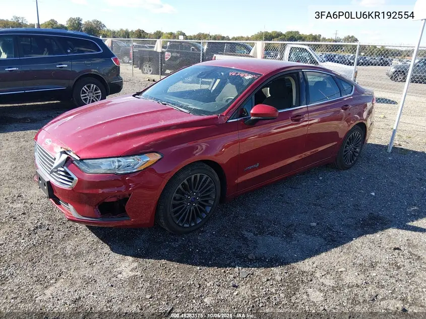 2019 FORD FUSION VIN 3FA6P0LU6KR192554 — фото 2