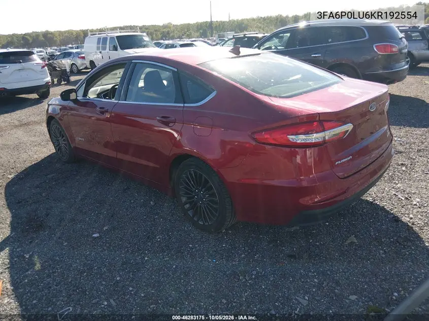 2019 FORD FUSION VIN 3FA6P0LU6KR192554 — фото 3
