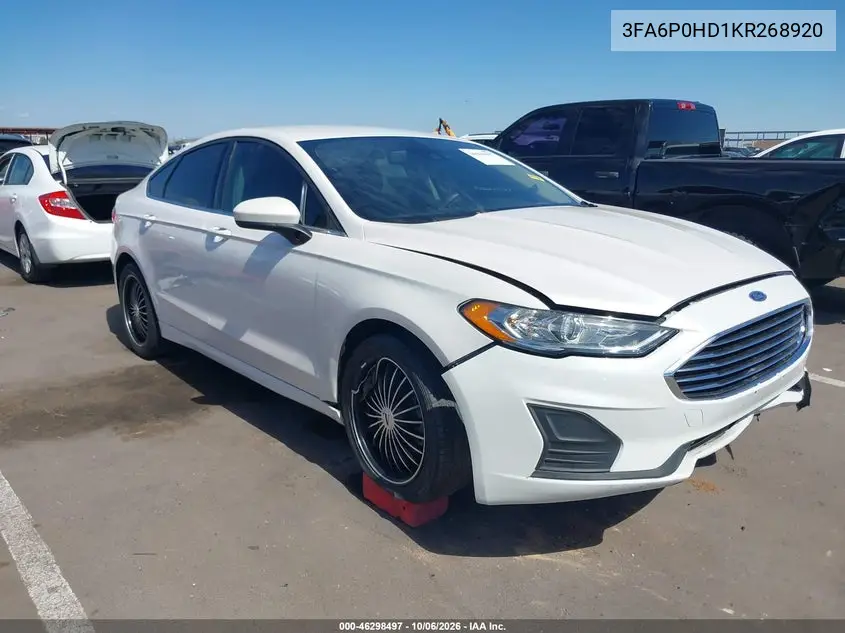 FORD FUSION 2019, VIN 3FA6P0HD1KR268920