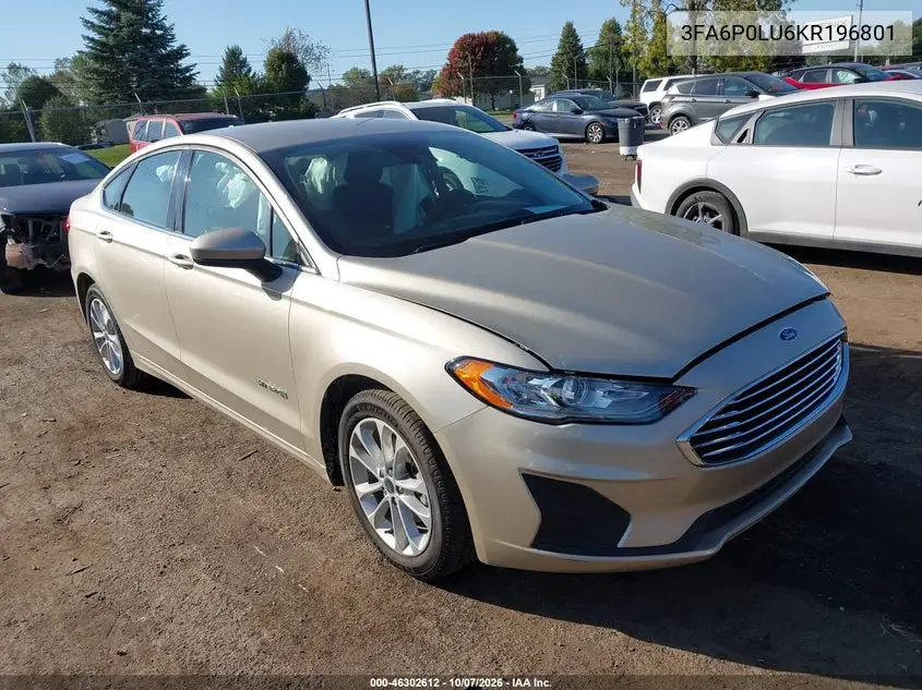 FORD FUSION 2019, VIN 3FA6P0LU6KR196801