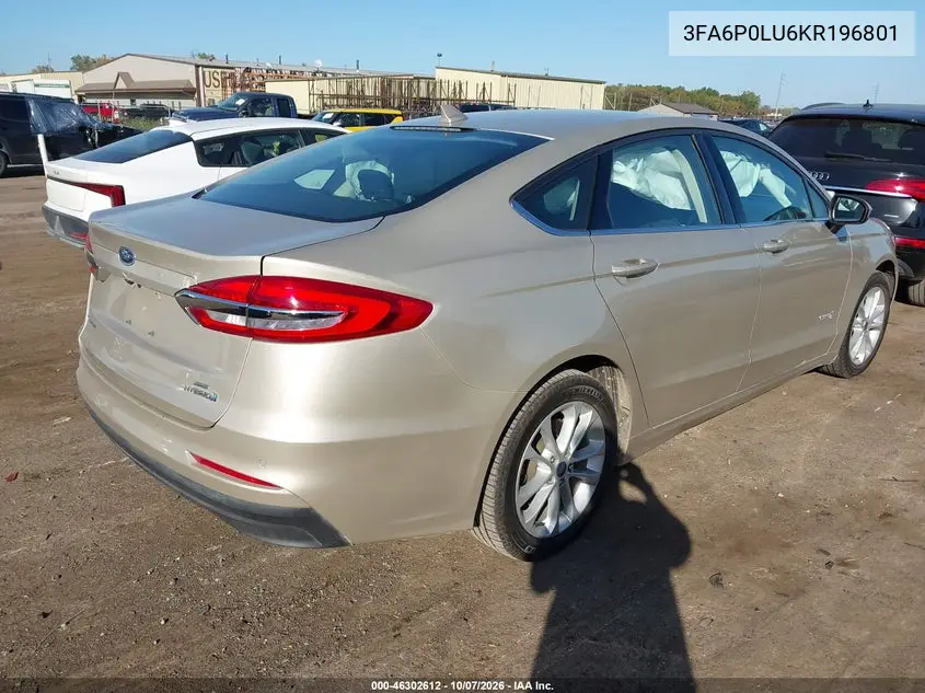 2019 FORD FUSION VIN 3FA6P0LU6KR196801 — фото 4