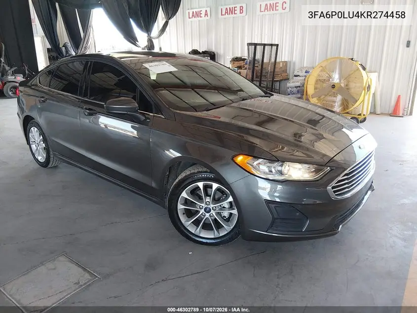 FORD FUSION 2019, VIN 3FA6P0LU4KR274458
