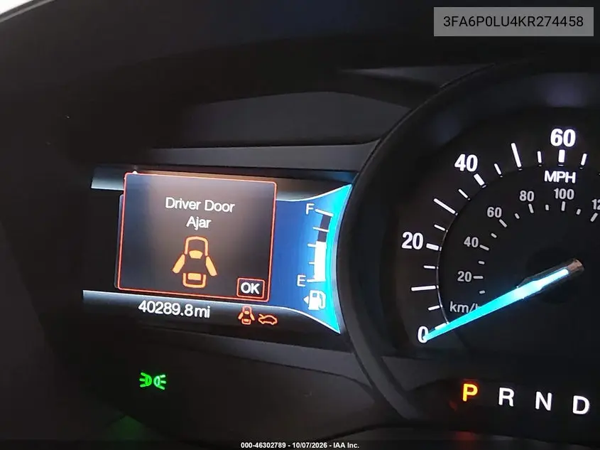 2019 FORD FUSION VIN 3FA6P0LU4KR274458 — фото 16