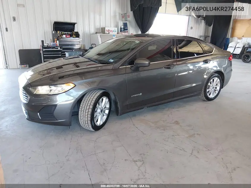 2019 FORD FUSION VIN 3FA6P0LU4KR274458 — фото 2