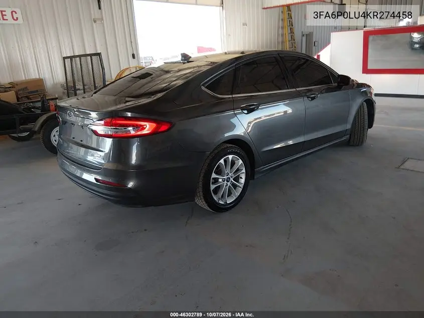 2019 FORD FUSION VIN 3FA6P0LU4KR274458 — фото 4