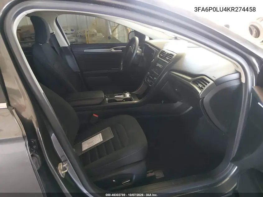 2019 FORD FUSION VIN 3FA6P0LU4KR274458 — фото 5