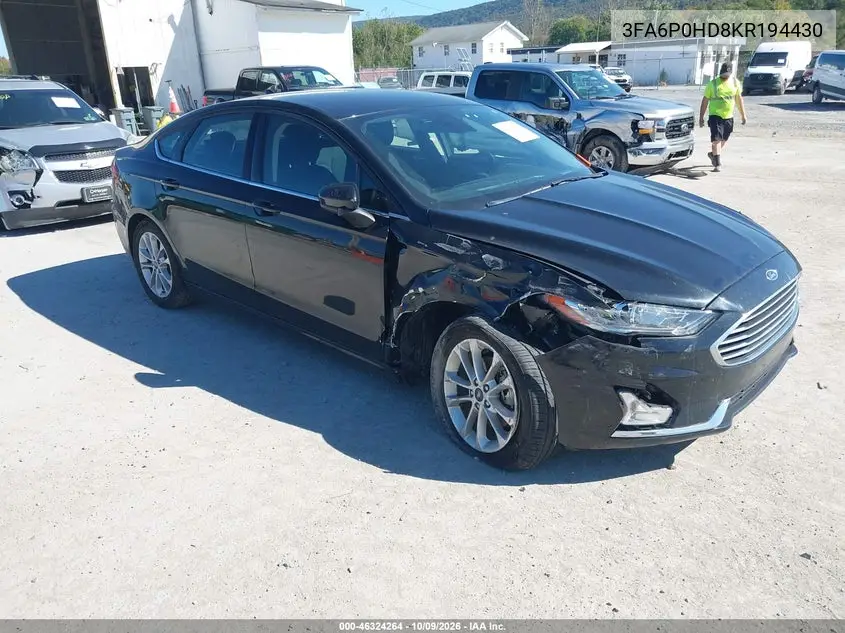 FORD FUSION 2019, VIN 3FA6P0HD8KR194430