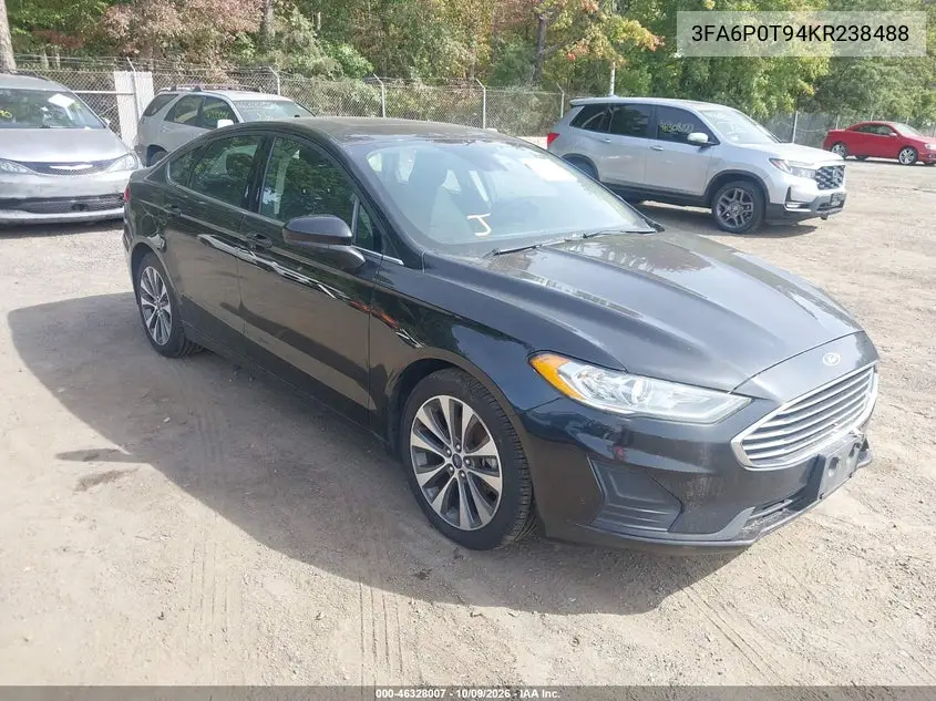 FORD FUSION 2019, VIN 3FA6P0T94KR238488