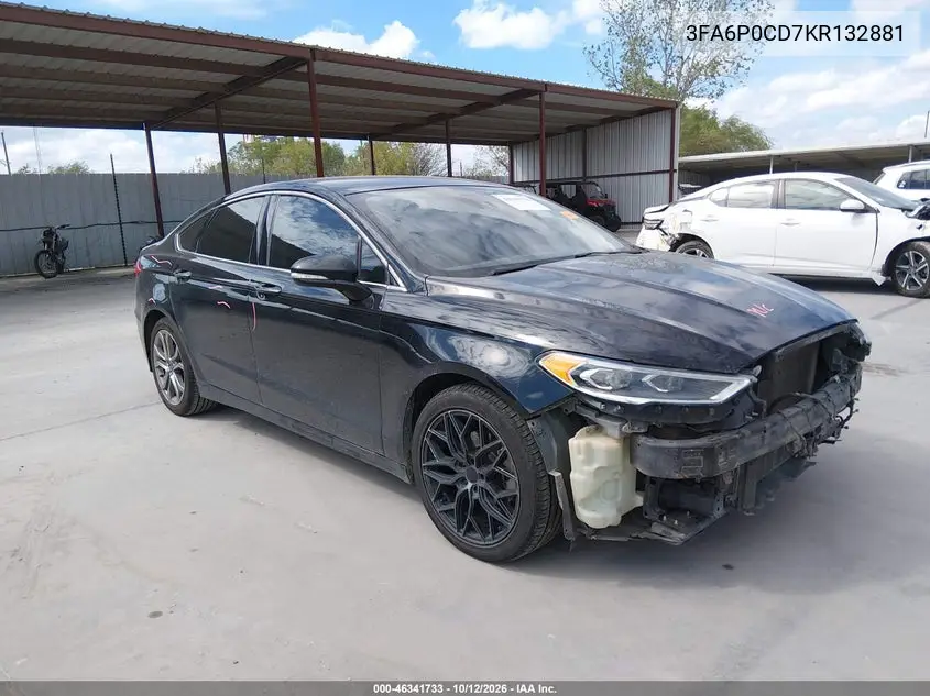 FORD FUSION 2019, VIN 3FA6P0CD7KR132881