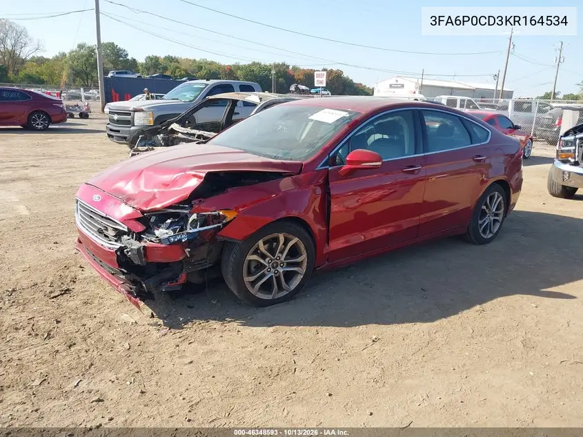 2019 FORD FUSION VIN 3FA6P0CD3KR164534 — фото 2