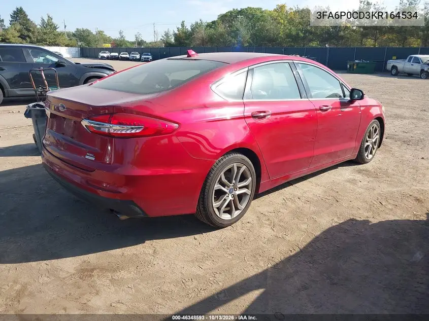 2019 FORD FUSION VIN 3FA6P0CD3KR164534 — фото 4