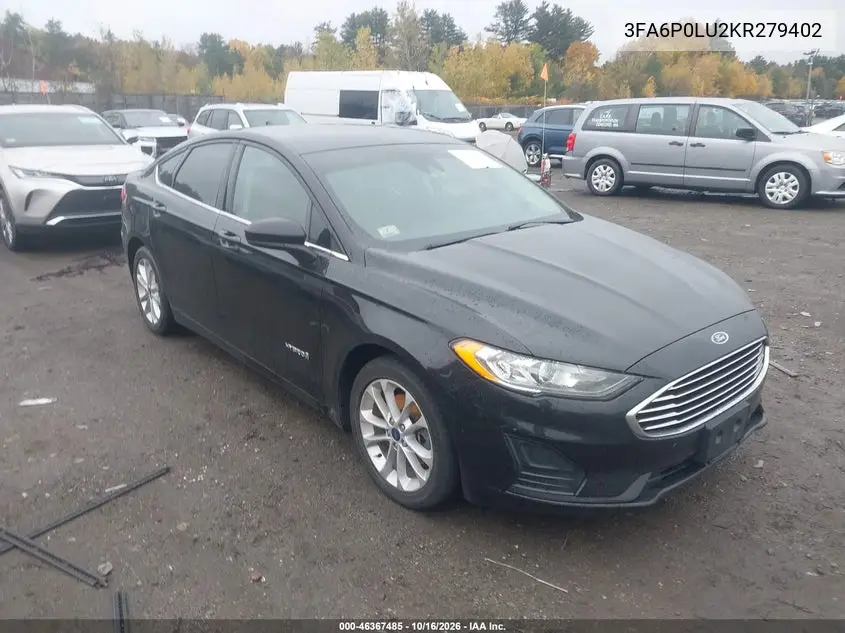 FORD FUSION 2019, VIN 3FA6P0LU2KR279402