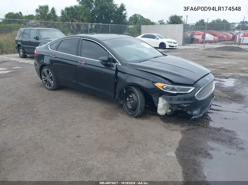 FORD FUSION 2020, VIN 3FA6P0D94LR174548