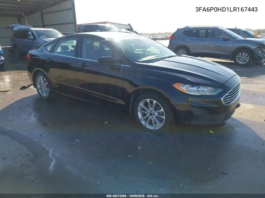 FORD FUSION 2020, VIN 3FA6P0HD1LR167443