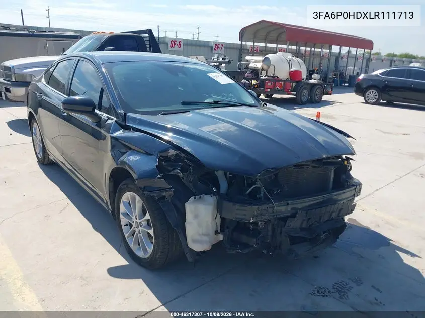 FORD FUSION 2020, VIN 3FA6P0HDXLR111713