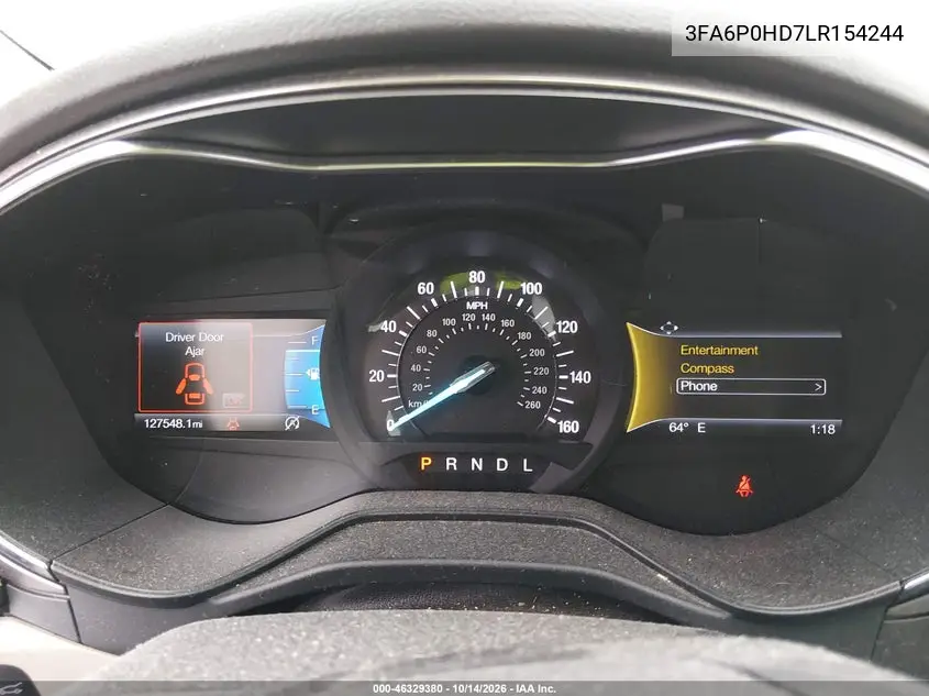 2020 FORD FUSION VIN 3FA6P0HD7LR154244 — фото 7