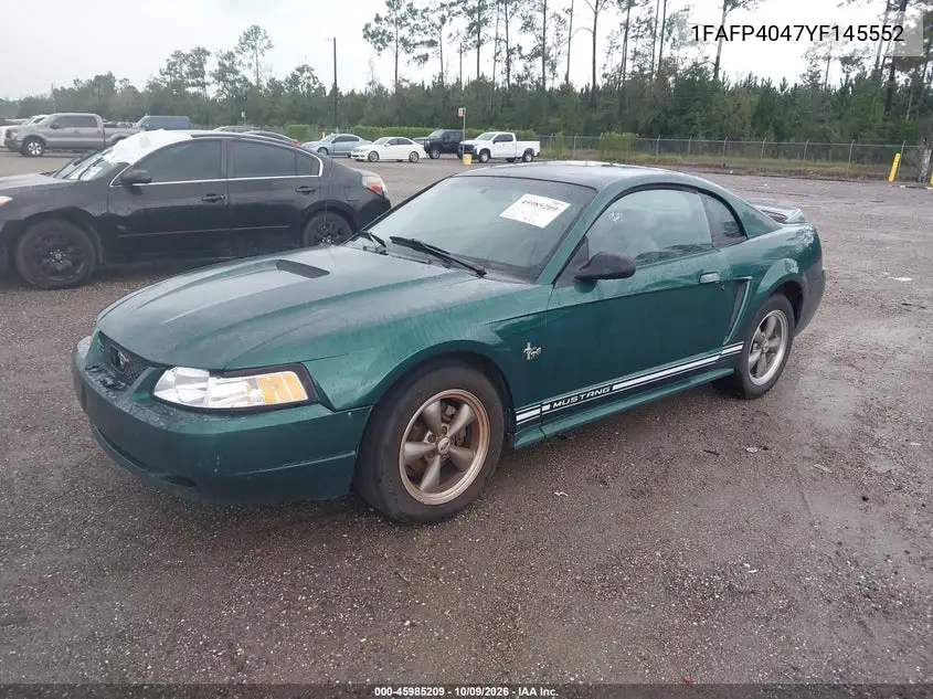 2000 FORD MUSTANG VIN 1FAFP4047YF145552 — фото 2