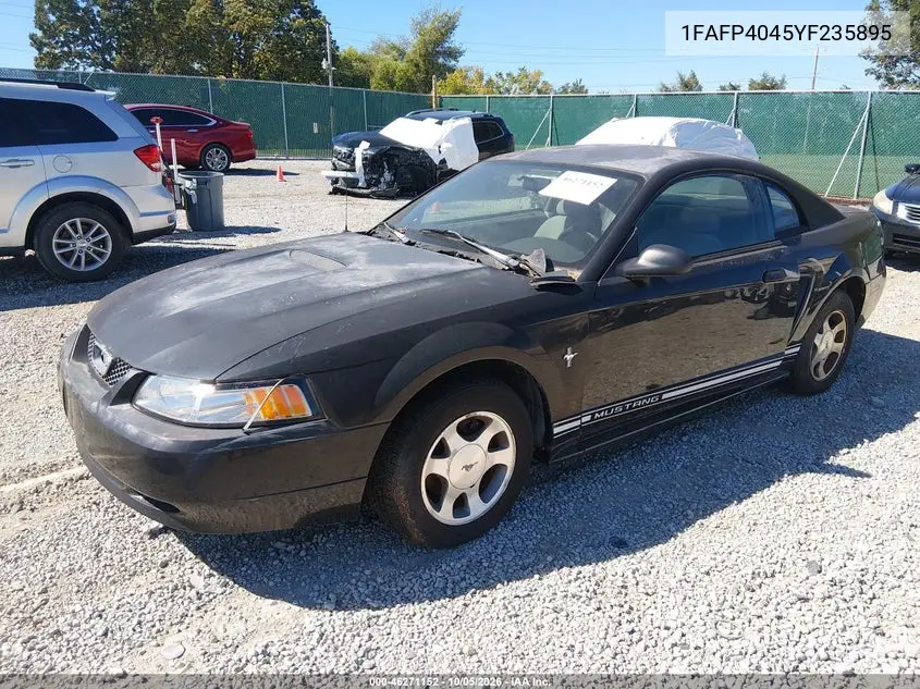 2000 FORD MUSTANG VIN 1FAFP4045YF235895 — фото 2