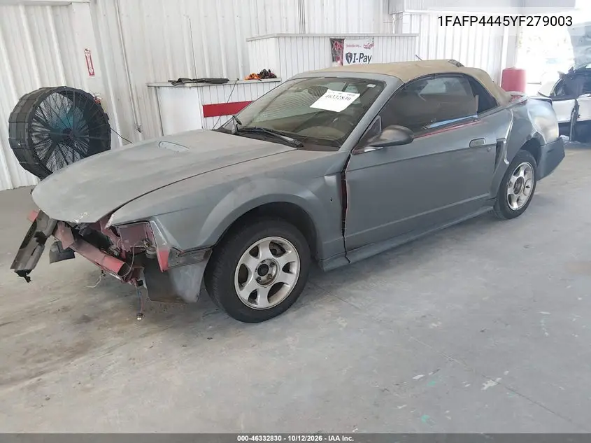 2000 FORD MUSTANG VIN 1FAFP4445YF279003 — фото 2