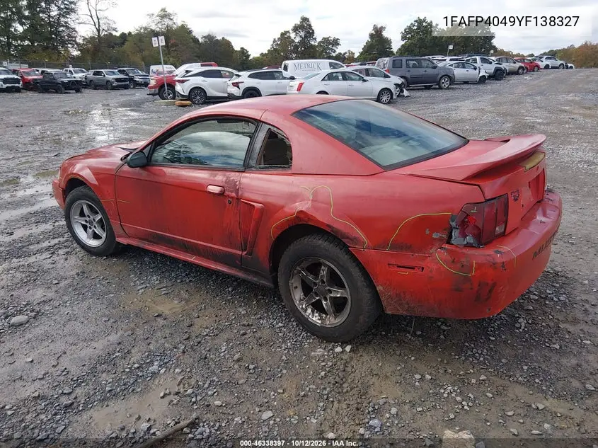 2000 FORD MUSTANG VIN 1FAFP4049YF138327 — фото 3